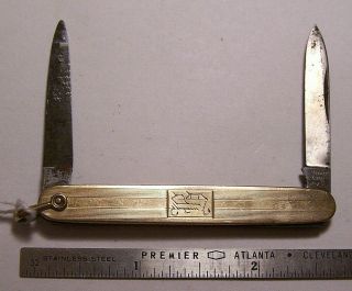 Vtg Antique 10k Gold Fob Knife Schrade Cut Co Walden Ny " B " Gentleman 