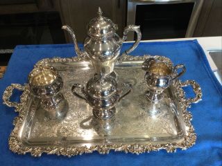 Vintage Wilcox S.  P.  Co.  [is] Silver Plated Ashley Tea Set N7053 W Serving Tray