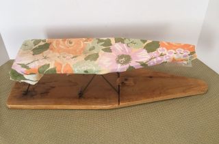 Vintage Antique Folding Wood Sleeve 2 Sided Table Top Ironing Board