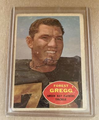 1960 Topps Autographed Forest Gregg Green Bay Packers Football Hof Rookie Rc 56