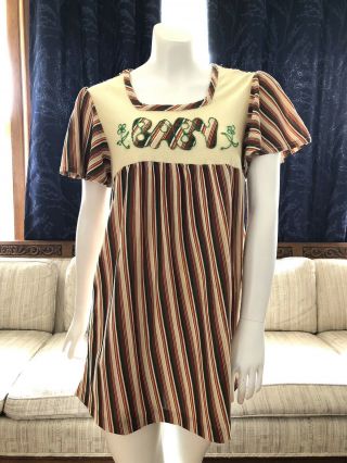 Vintage Girl’s Baby Doll Dress Top Retro Hippie 1960’s 1970’s Pinstripe Sears