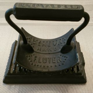Antique Cast Iron Geneva Hand Fluter Patent 1866 Fluting Ironing Tool