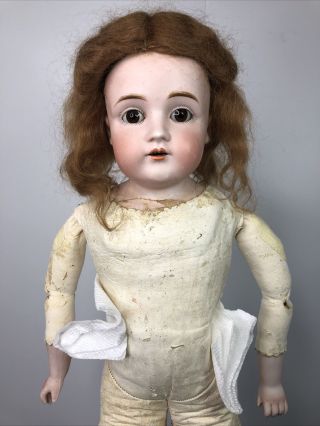 20” Antique Kestner Bisque Doll Germany 154 8 1/2 Br Sl Eyes Leather Body