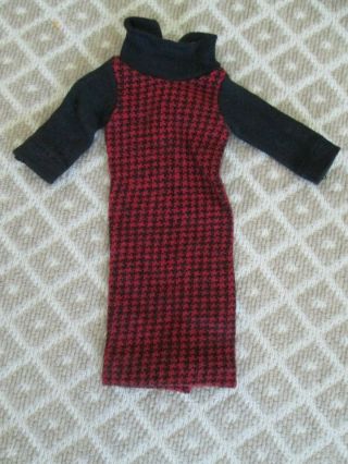 Vintage Tressy Knit Clothes Black & Red Houndstooth Dress Htf