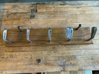 Vintage Golf Club Irons Stained Wood Coat Rack (27 " Long X 5.  5 " High) Golfer