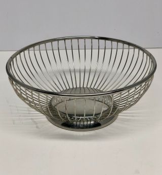 Pm Italy Silver Plated Wire Fruit Basket Bowl Midcentury Modern 8 Inch Vintage