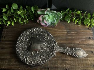 Antique Victorian Silver - Plated Vanity Hand Mirror