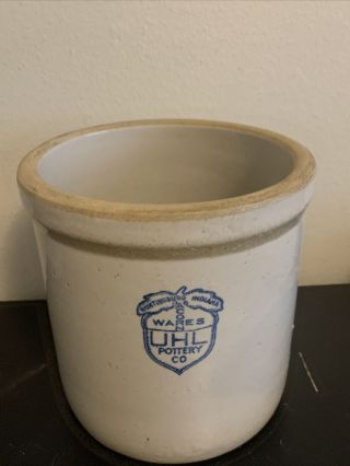 Antique Uhl Pottery Co Acorn Wares 1.  5 Gallon Stoneware Crock