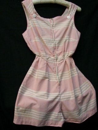 1950s Early 60s Vintage Pink & White Cotton Romper Playsuit