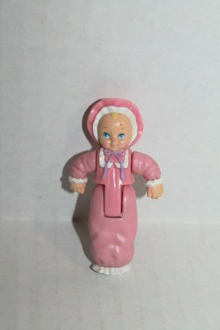 Playskool Dollhouse Girl Figure Baby Doll With Pink Gown & Bonnet