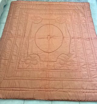 Vintage Comforter Satin Silk Wool Fill Pristine 64 " X 74 "