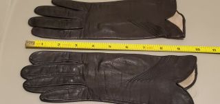 Vintage Black Leather Gloves Size 6 3/4 - 7 Woven Lines On Back