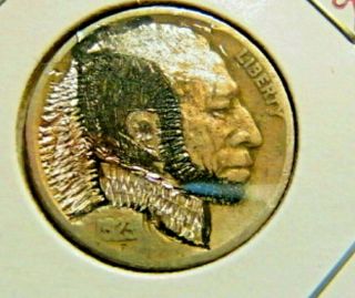 1923 P Hand Carved Hobo Buffalo Nickel Bearded Balding Man Signed By Ds