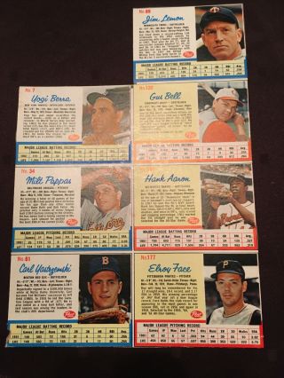 1962 Post Cereal Baseball Uncut 7 Card Panel - Hank Aaron,  Yogi Berra Plus More