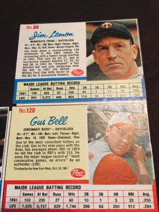 1962 POST CEREAL BASEBALL UNCUT 7 CARD PANEL - Hank Aaron,  Yogi Berra Plus More 3