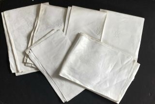 Antique Damask Linen Towels Pillow Covers? Vintage French Trouseau Linen Set 6