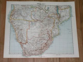 1912 Antique Map Of South Africa German Namibia Botswana Rhodesia Mozambique