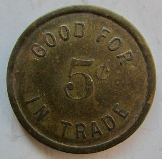 (Peoria,  Illinois) L.  C.  WHEELER Good for 5c Trade Token c.  1920s Druggist 2