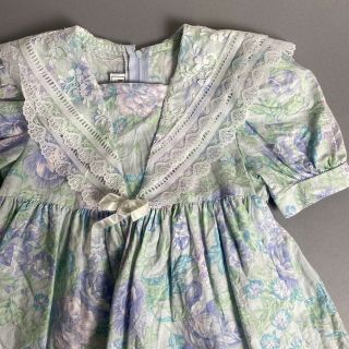 Vintage 90s Jessica Mcclintock Gunne Sax Girls Size 5 Pastel Floral Print Dress