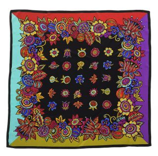 Bob Marckie Multicolor Scarf 100 Silk Floral 39 " /41 "