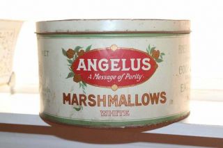 Large Cracker Jack Angelus Marshmallows Tin Antique 1910s