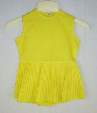 Vtg Koret Little Girls Toddlers Dress W/ Bloomers Romper Playsuit Yellow Pleated