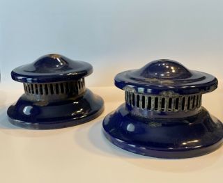 Two Vintage Agm Lantern Cobalt Blue Top Vent Hood Coleman