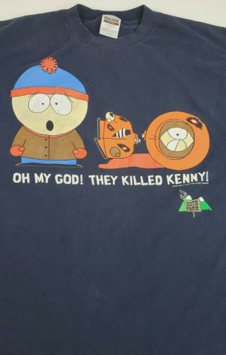Vintage South Park They Killed Kenny Shirt 90s Navy Size Xl 1997