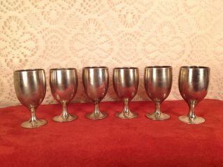 Set Of 6 Vintage 3 " Leonard E.  P.  N.  S.  Silver Plated Cordial Chalice Goblets