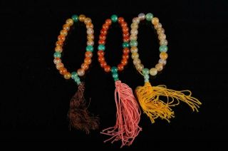 L593: Japanese Stone jade/jewels BUDDHISM ROSARY,  string of beads Bundle 2