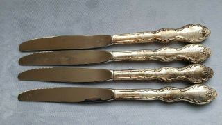4 Antique,  Vintage Collectible Knives 9 " Hollow Handle Silver Plate -