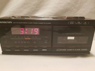 Vintage Soundesign Am/fm Alarm Clock Radio Cassette Player 3838 Wood Grain Black