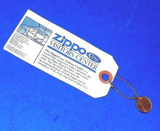 Zippo / Case Xx Visitor Center " The Cent Never Spent " Keychain W/encased Penny
