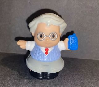 Fisher Price Little People Grandpa Grandfather W/ Cell Phone Grey - Haired 2001