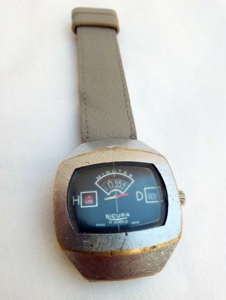 Sicura (rare Breitling) Vintage Watch Jump Hour Jumping Hour Digital