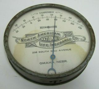 North American National Life Insurance Co Antique Advertising Thermometer Sign