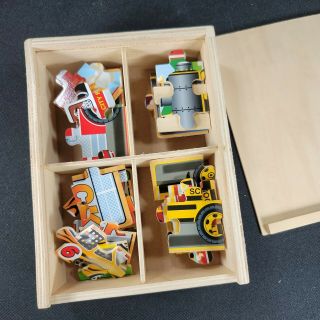 Melissa & Doug 4 Individual 12 Piece Wooden Jigsaw Puzzles in A Box Vehicles 3