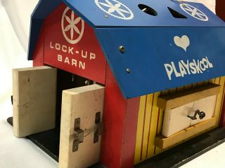Vintage Playskool Lock Up Barn - Wooden Toy From The 1960 
