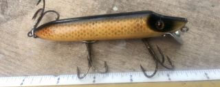 Vintage Rare Heddon Vamp In Pike Scale Color Wood Fishing Lure.