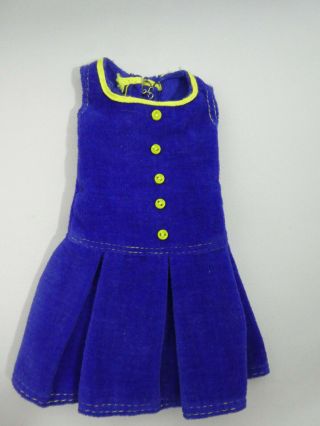 Vintage Francie Pak Pleat Neat Royal Blue Velveteen Dress Tm Htf Vgc