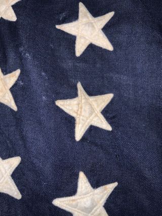 Antique vintage 48 Star US Flag Wool Sewn Stars 69 “ x 47” 2
