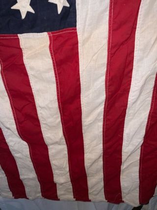 Antique vintage 48 Star US Flag Wool Sewn Stars 69 “ x 47” 3
