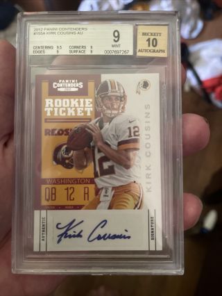 Kirk Cousins Rookie Auto 2012 Panini Contenders 155a Graded 9 10 Auto