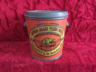 Antique Buffalo Brand Peanut Butter Tin Litho Pail Can Amesbury Ma Country Store