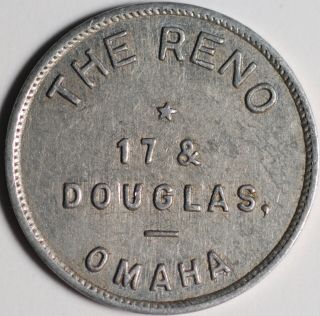 The Reno 17th & Douglass Token Omaha Nebraska Good For 5¢ In Trade 21mm Look@ @
