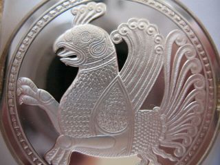26 Grams.  925 Silver Rare Franklin Proof Persian Simurgh Good Luck Coin,  Gold