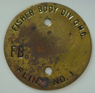 Tool Tag - Fisher Body Div.  G.  M.  C.  Fb Flint No.  1