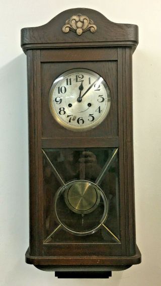 Antique German Box Regulator Wall Clock