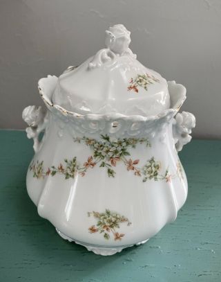 Antique? Porcelain Biscuit Sugar Tea Coffee Jar Germany Gilded Hemann Ohme 1922