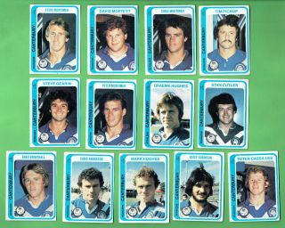 D269.  1979 Canterbury Bulldogs Scanlens Rugby League Cards - All 13 Cards